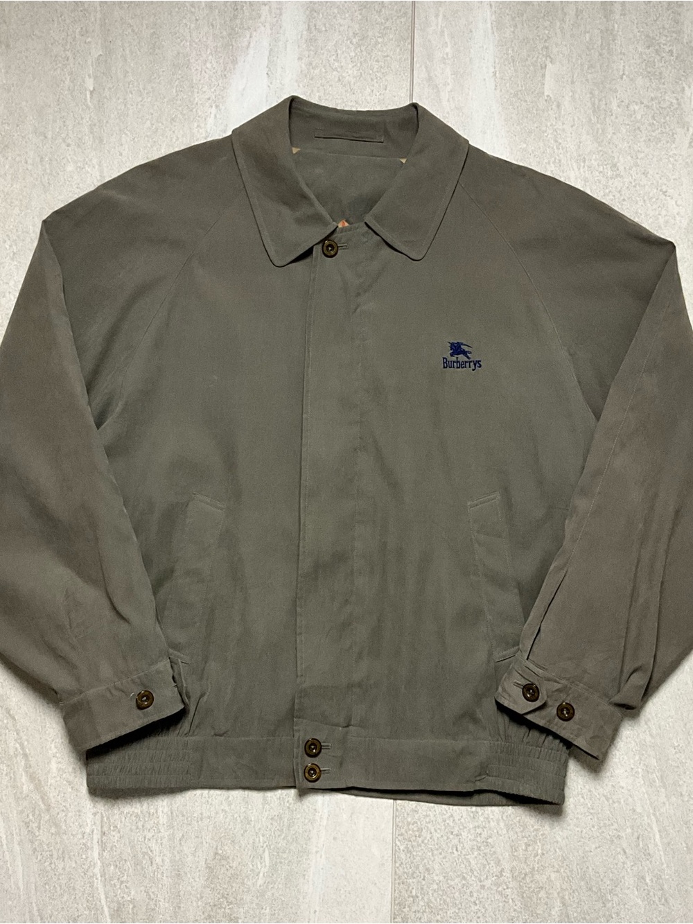 RARE VINTAGE BURBERRY OLIVE GREEN HARRINGTON JACKET EMBROIDERED LOGO NOVA CHECK